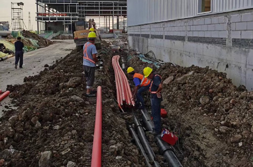 合肥工厂监控外围管道预埋施工